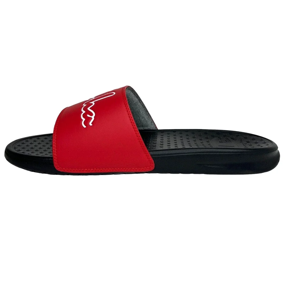 Champion Men's Slide Pool Sandals Size 12 Red-Black Lightweight Comfort Lounging